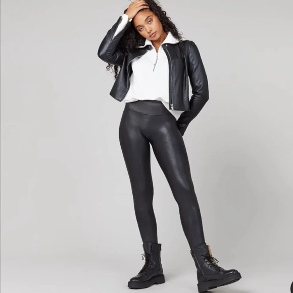 Spanx Black Faux Leather Leggings 27